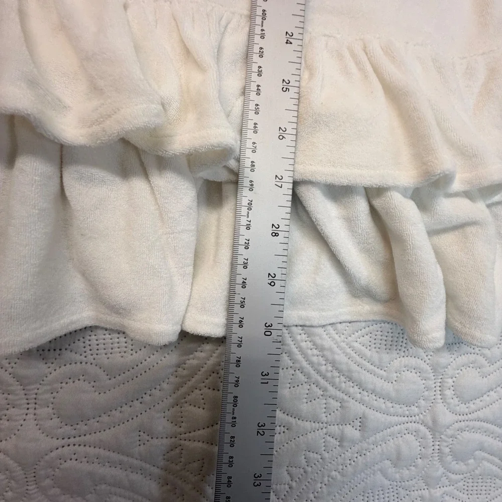 Ralph Lauren Girls White Terry Cloth Ruffle Hem Sleeveless Dress XL 16